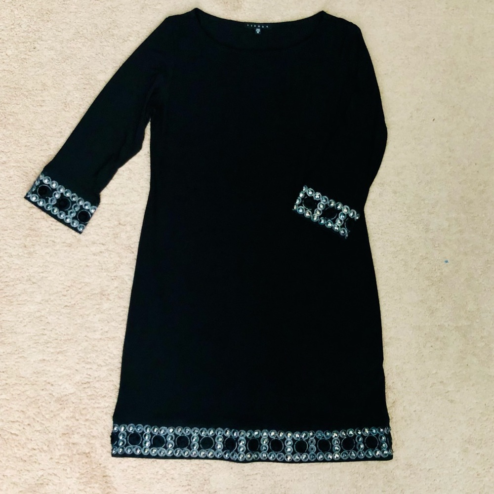 Tiana B Women's Black Dress w/ Beaded Trim
